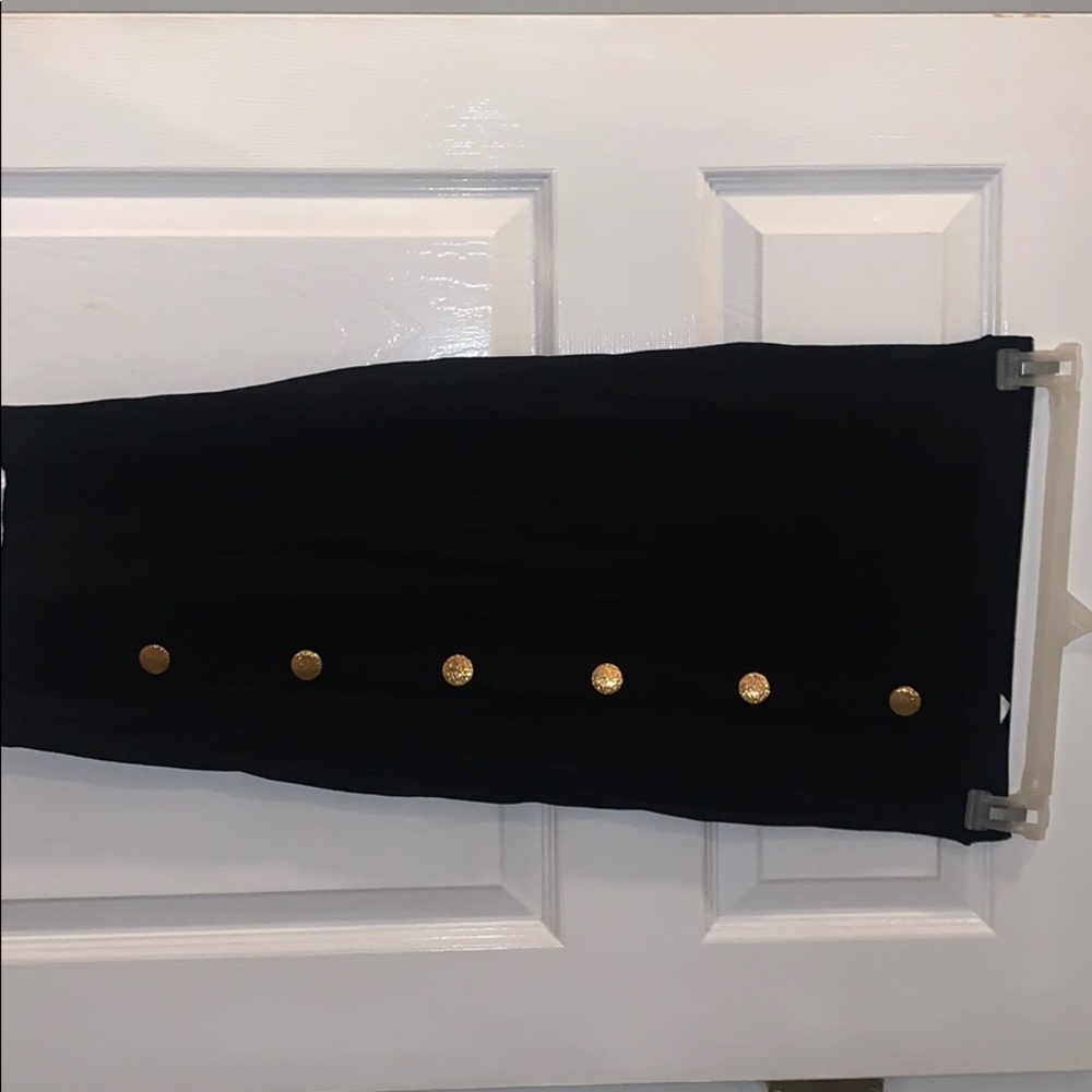 Black pencil skirt with gold buttons